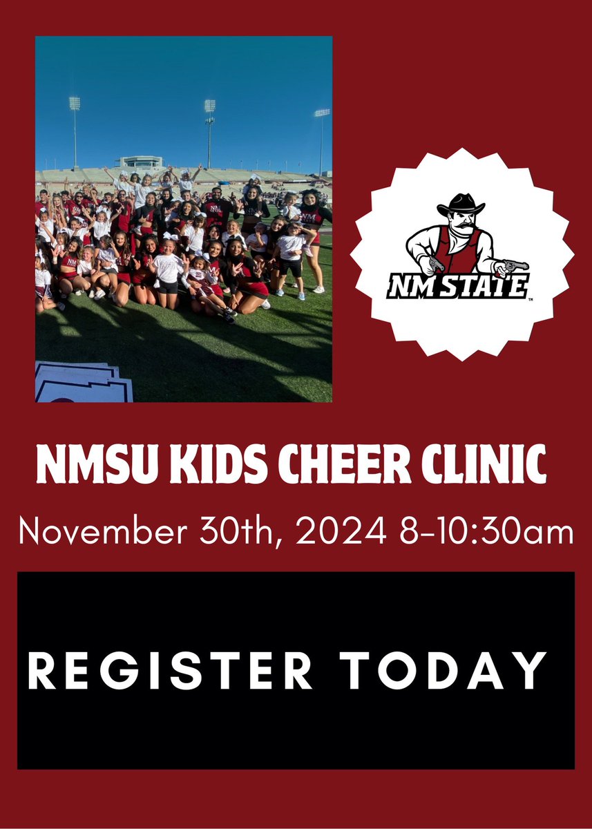 Hello Aggie Nation! Sign up your kids today for our cheer clinic next Saturday! Link: 
forms.office.com/r/AfCZZq8SKa