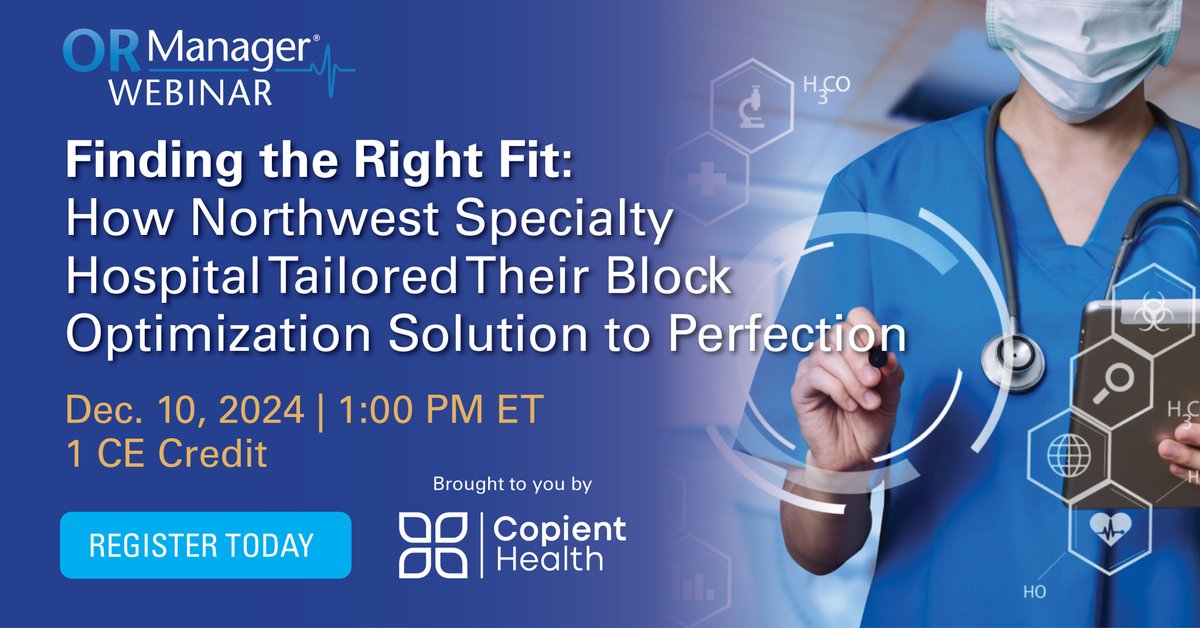 OR_Manager's tweet image. Struggling with shrinking margins and staffing challenges? Don't miss our webinar on December 10 to learn how health systems are tackling wasteful block time with innovative, data-driven Block Optimization solutio...
ormanager.com/free-webinar-f…

#ORManager #Webinar #Blockoptimization