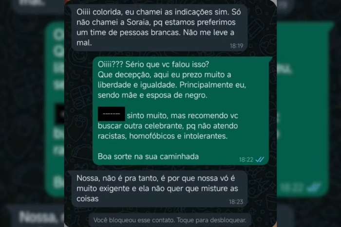 Metropoles's tweet photo. ➡️ “Preferindo time de pessoas brancas”, disse noiva acusada de racismo

Após receber a mensagem, a cerimonialista Aline Ferreira denunciou a noiva por racismo e rompeu o contrato. Caso aconteceu em Piracicaba

Leia: https://t.co/F7S4oyyZyS https://t.co/ZEKeM7Lhdk