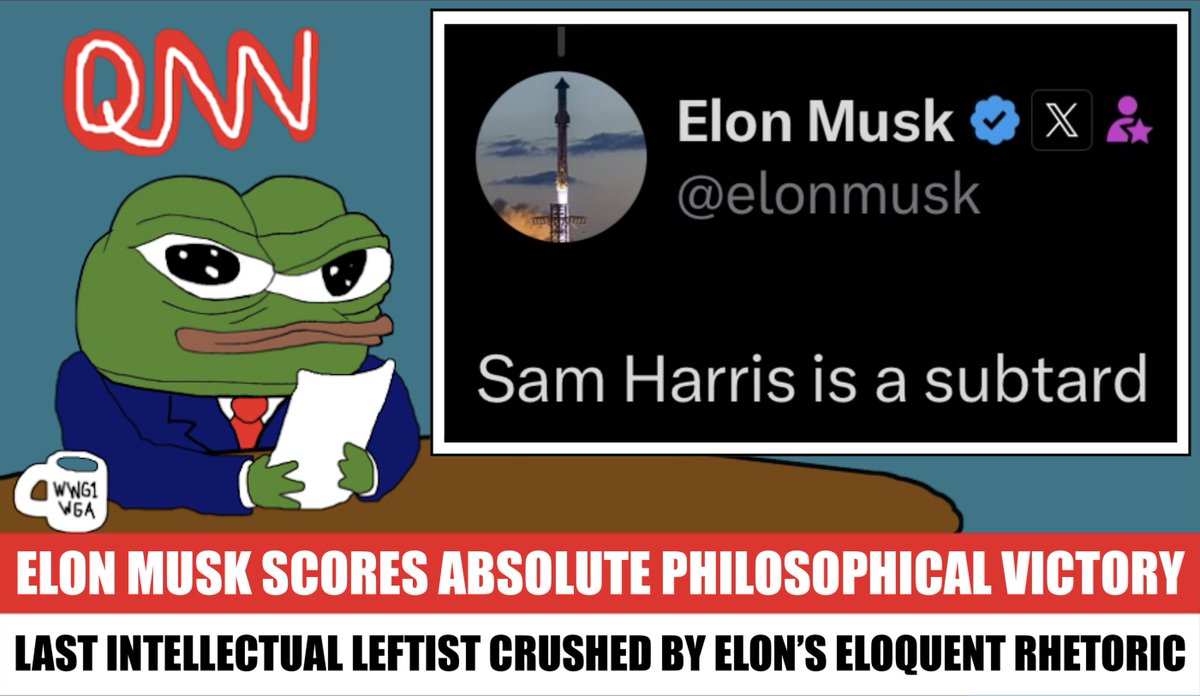 🚨 QNN BREAKING NEWS 🚨

<a href="/elonmusk/">Elon Musk</a> SCORES CRUSHING BLOW AGAINST LAST STANDING LEFTIST INTELLECTUAL, SAM HARRIS.

MUSK WIELDS MANKIND'S MOST POWERFUL WEAPON, #FREESPEECH, TO GREAT EFFECT.

THERE'S NO COMING BACK FROM THIS ONE FOR SAM.