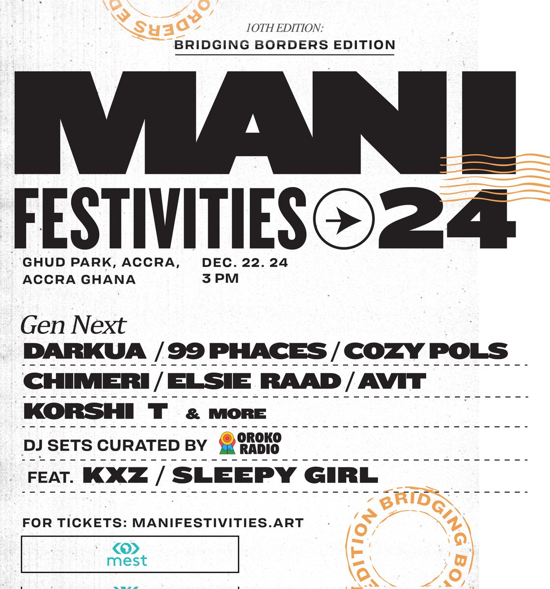 manifestivefest's tweet photo. The future is here! M.anifestivities ’24 is proud to partner with @MESTAfrica to spotlight the next wave of young, game-changing talent at the GenNext Stage. 💫

Get ready to witness amazing performances. See you on Dec 22 at Ghud Park, Accra!

#ManifestivitiesXMEST https://t.co/4AjxV86VQs