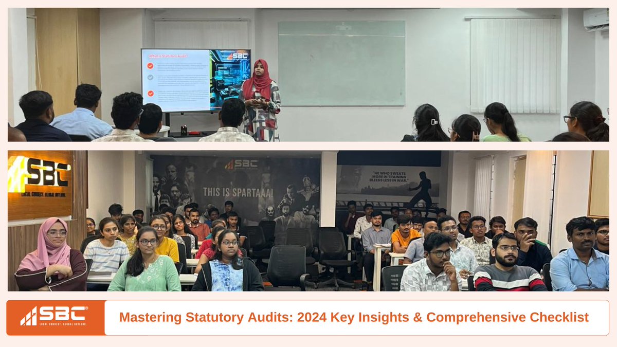 sbcllp's tweet photo. ๐ Session Recap: Led by CA Huma Hajra, our team explored Statutory Audits with key takeaways:
โ
Step-by-step audit walkthrough
โ
Compliance strategies & best practices
โ
Comprehensive audit checklist
DM us for insights! ๐ก #StatutoryAudit #Compliance #TeamLearning #sbcllp https://t.co/QitLXHRxN7