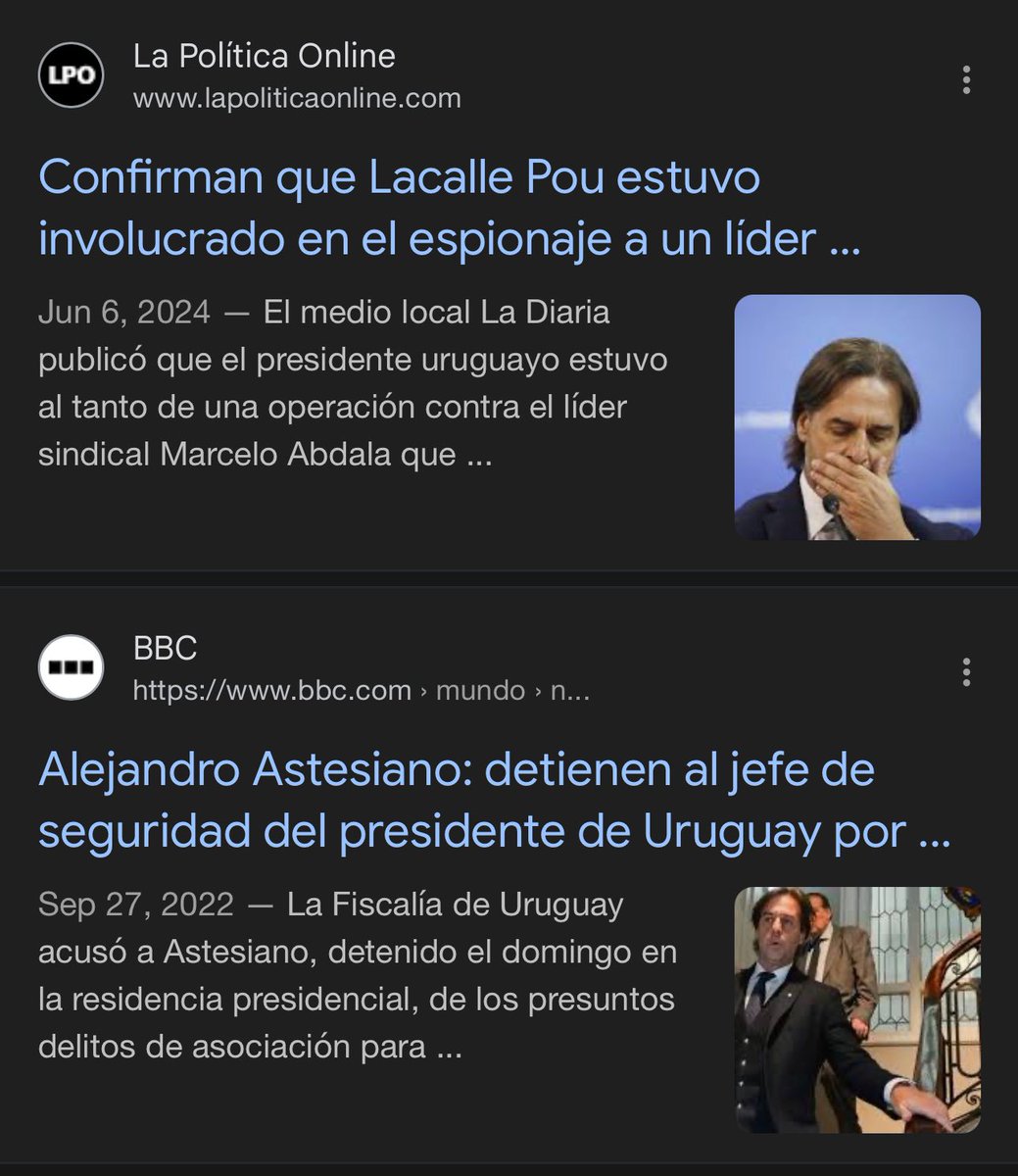 Actos flagrantes de corrupción, espionaje y connivencia - fuimos noticia por la razón equivocada - espero que mañana gane la honestidad en Uruguay y se terminen estos 5 años de retroceso.