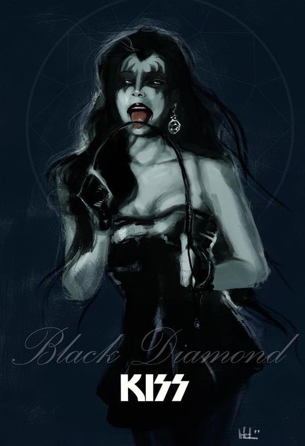 Another old but gold artwork.

I made a fanart of <a href="/kiss/">KISS</a> Black Diamond pinup 🔥