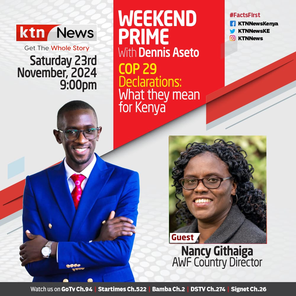Join me tonight at 9:00 pm on <a href="/KTNNewsKE/">KTN News</a> Weekend Prime with <a href="/dennisaseto/">Dennis Toll Aseto</a>; where I’ll be discussing the #COP29 Declarations and what they mean for Kenya. 

Tune in on:youtube.com/watch?v=LfMZaj…