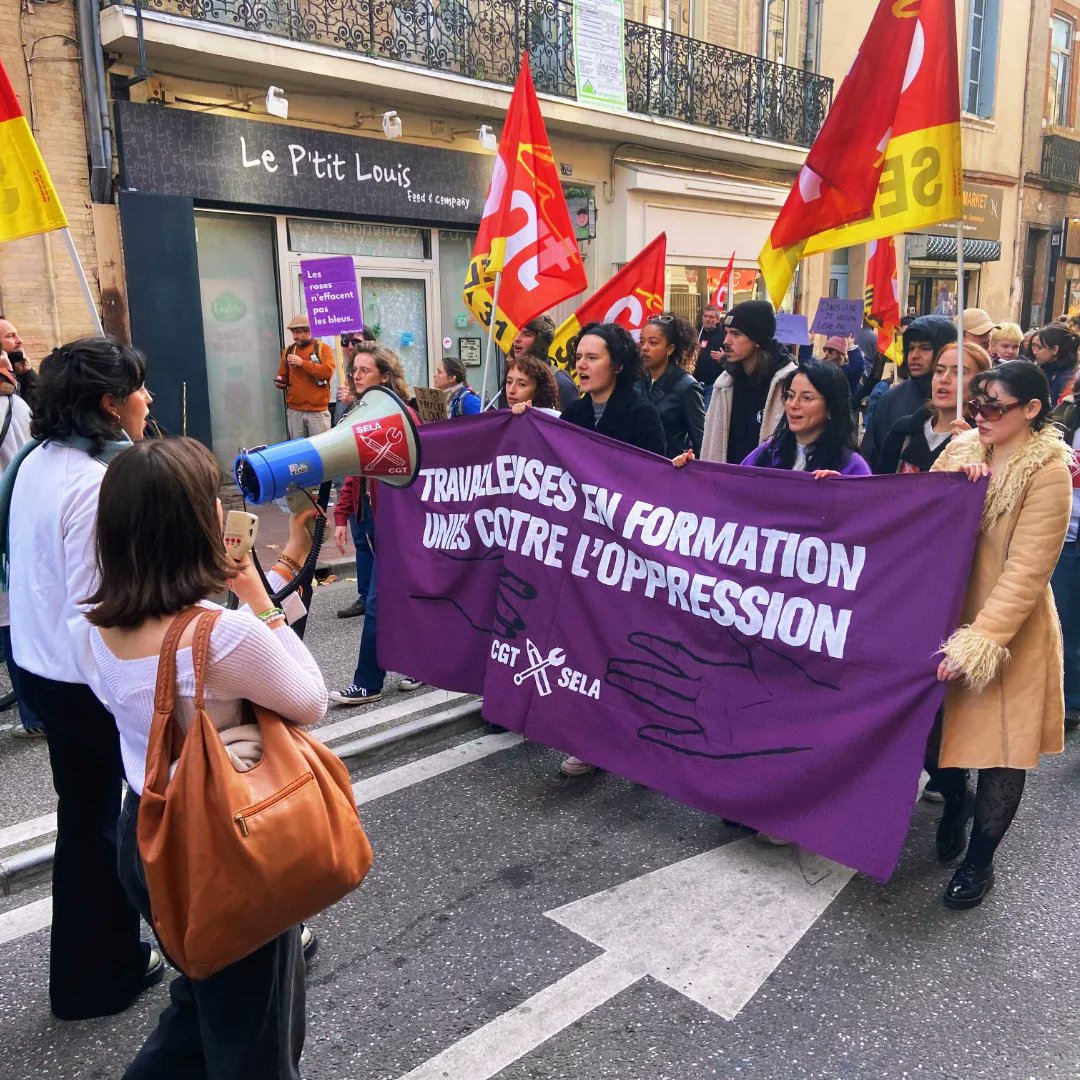 🔴 Manifestation contre les violences faites aux femmes

👉 La CGT SELA 31 était présente dans les rues de Toulouse pour dénoncer les violences patriarcales et le rôle complice de l'État dans leur perpétuation

✊️ Travailleuses en formation, unies contre l'oppression