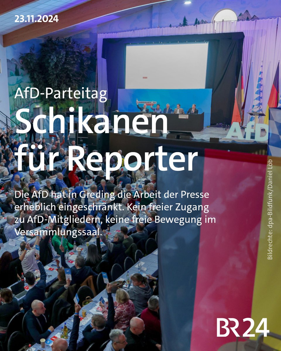 Auf dem #AfD-Parteitag in #Greding war die Berichterstattung der Presse nur eingeschränkt möglich.
Mehr dazu: br.de/nachrichten/ba…