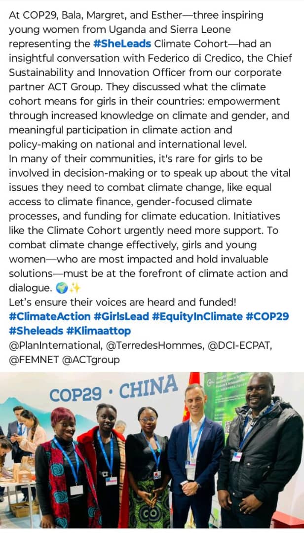 Nab20Margret's tweet photo. As a Youth and Women Social Advocate and representative of the #Sheleads climate cohort, I believe the work of young people and girls’ organizations is vital in shaping future of sustainable development.#SCEIUG #Planinternational #FEMNET #DCI-ECPAT #terresdeshommes #ACTgroup https://t.co/RSD15m0pAI