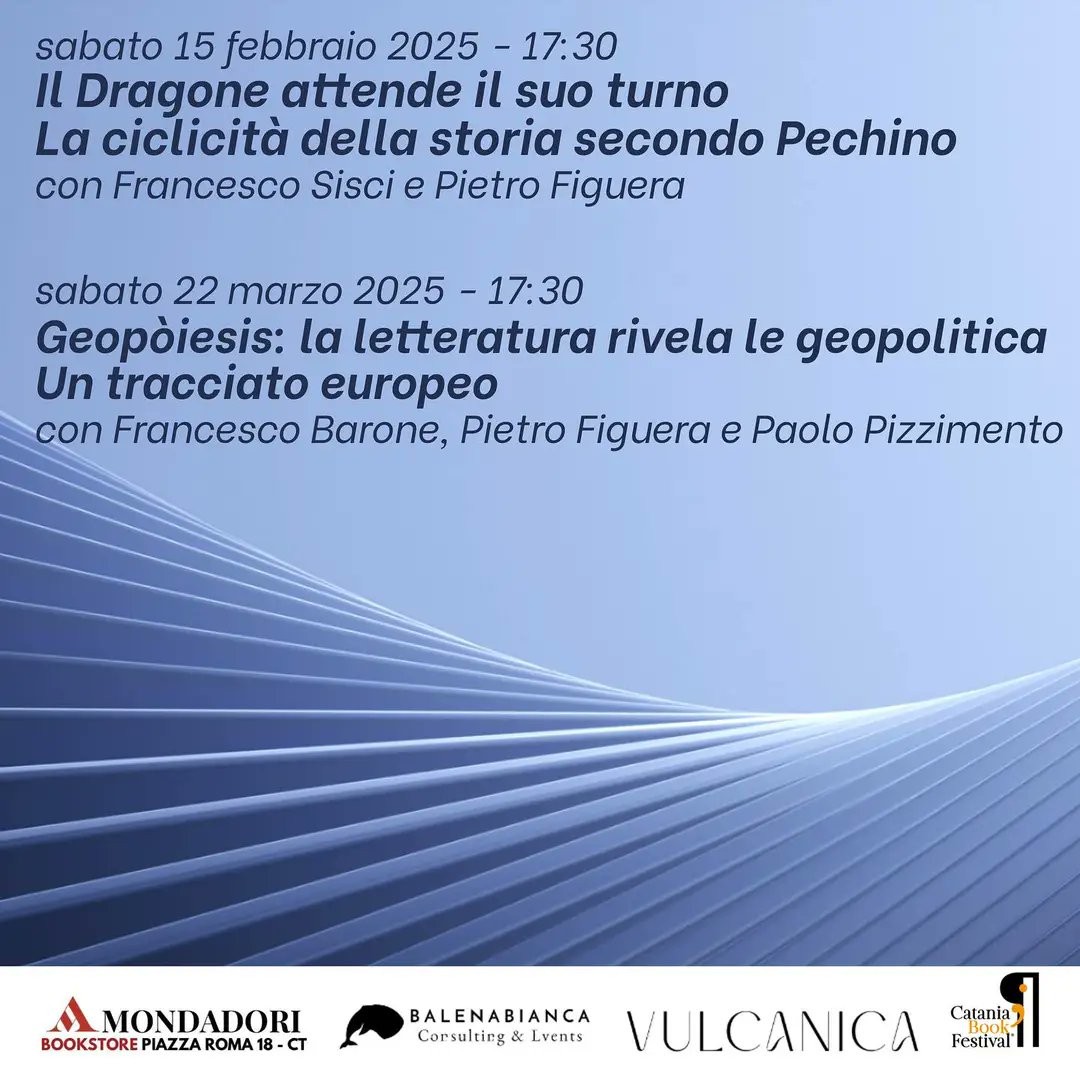 Tra una settimana a #Catania comincia una nuova rassegna: cinque incontri per comprendere la #geopolitica e studiarne i maggiori protagonisti, assieme ad analisti e docenti di alto livello. A me l'onore e il piacere di condurre assieme a Francesco Barone. Vi aspettiamo numerosi