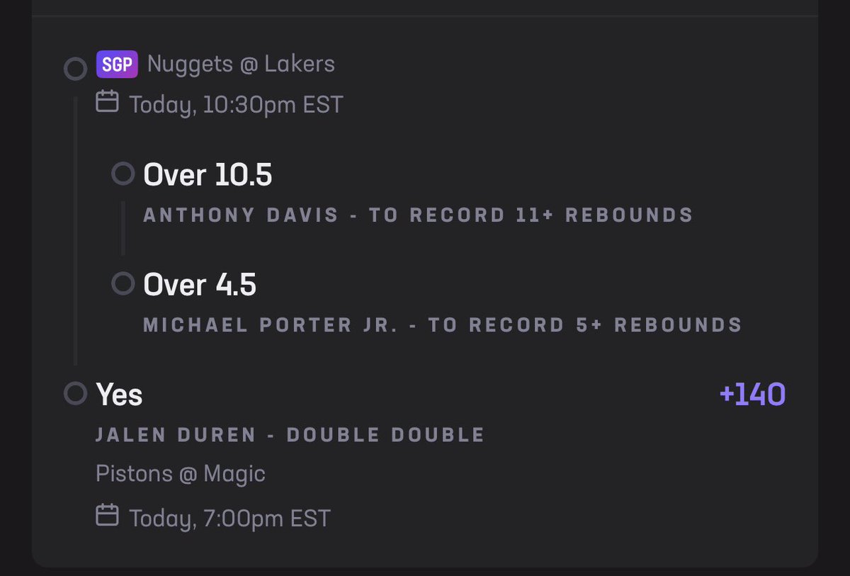 NBA 3-Leg Parlay (+380) 🏀

Anthony Davis 11+ Rebs
Micheal Porter Jr 5+ Rebs
Jalen Duren DD (+140)

Full list dropping later 🤟🏾 
Let’s Eat 😈🍽️

#GamblingCommunity #GamblingX #NBA #HardRockBet #SportsBettingX