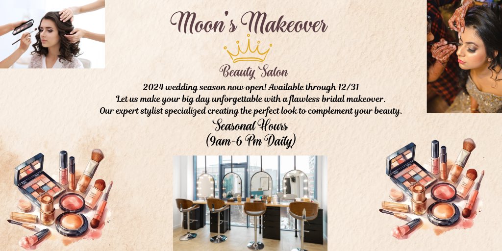 BasratTasnim's tweet photo. Wedding Season is open! Book your flawless bridal makeover at Moon’s Makeover Studio.👰💍
Available daily, 9 AM - 6 PM.# su2412 # BridalBeauty. https://t.co/y9kSEbIshH
