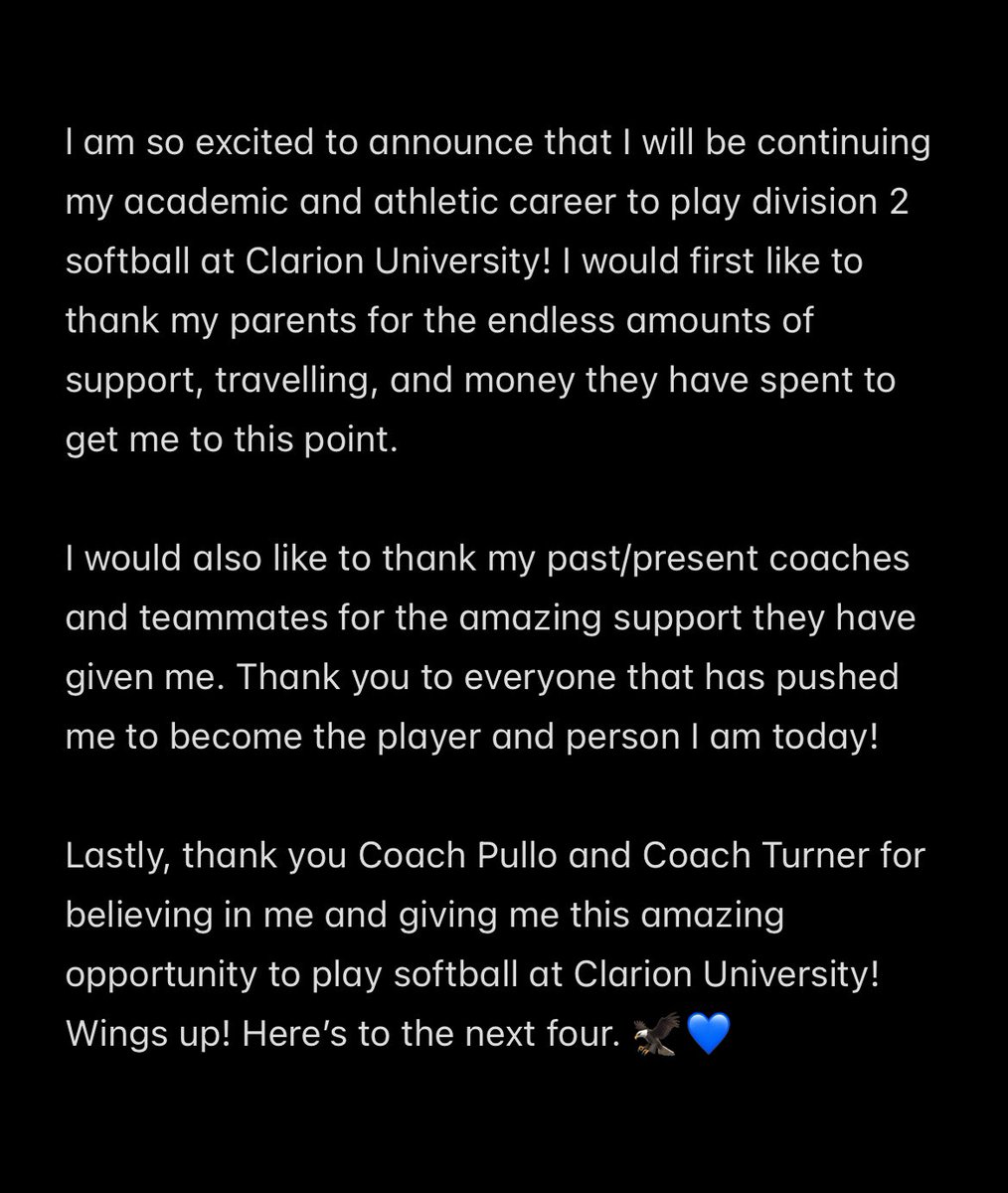 Sara Cardani 2026 (@cardani_sara) on Twitter photo Here’s to the next four! 🦅💙 <a href="/ClarionSoftball/">Clarion University Softball</a> <a href="/CoachJeffHill/">(Coach Jeff) Cincy Doom Premier- Hill</a> <a href="/sheetman01/">Terry Sheets</a> <a href="/marissa_pullo/">Marissa Pullo</a> Here’s to the next four! 🦅💙 <a href="/ClarionSoftball/">Clarion University Softball</a> <a href="/CoachJeffHill/">(Coach Jeff) Cincy Doom Premier- Hill</a> <a href="/sheetman01/">Terry Sheets</a> <a href="/marissa_pullo/">Marissa Pullo</a>