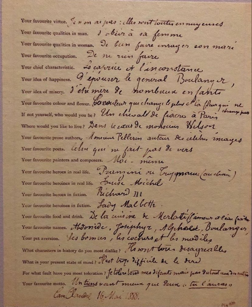 Les émouvantes réponses de Camille Claudel au questionnaire de Proust