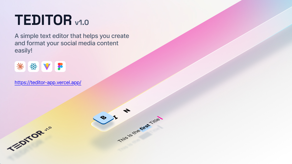 commitajit's tweet image. OMG! ๐คฏ Had an idea last week... now it's an app!
๐ง๐๐๐๐ง๐ข๐ฅ a simple text editor that helps you create and format your social media content easily!
๐ dub.sh/teditor1
Built with AI in just 5 days.
#AIinDev #BuildWithAI #TEDITOR #5DayChallenge #CodingLife