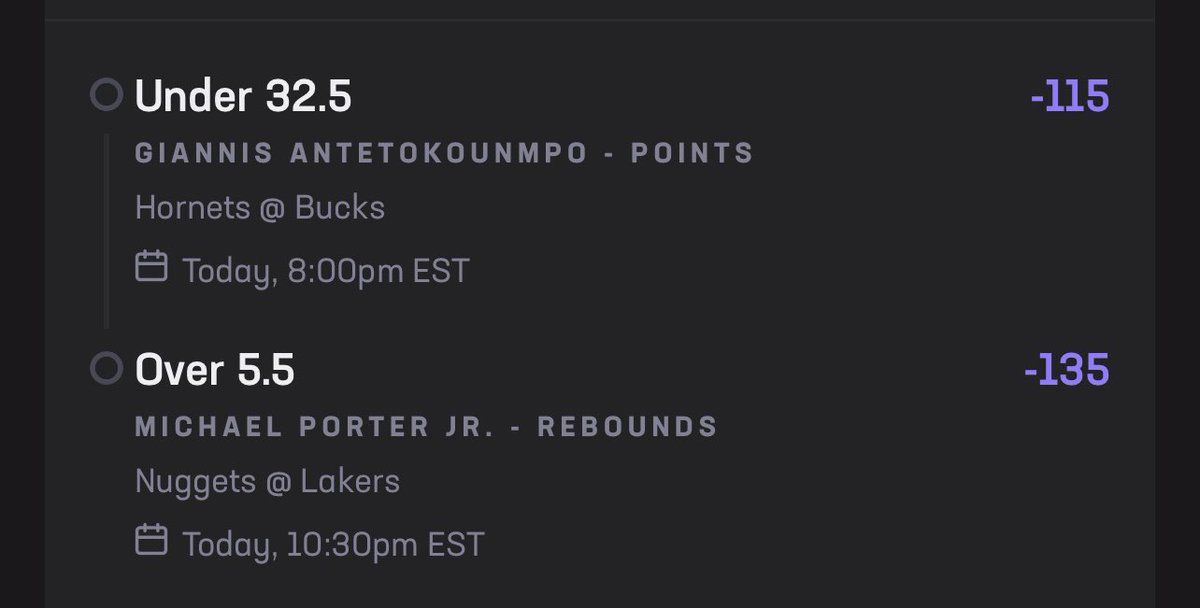{🏀Hard Rock Prop List🏀}

Victor Wembanyama O 2.5 Ast
Anthony Davis O 11.5 Rebs
Andrew Wiggins O 3.5 Rebs
Michael Porter Jr O 5.5 Rebs
Giannis Antetokounmpo U 32.5 Pts

Lets have ourselves a Saturday night🚀  
#GamblingCommunity #SportsBettingX #HardRockBet #GamblingX