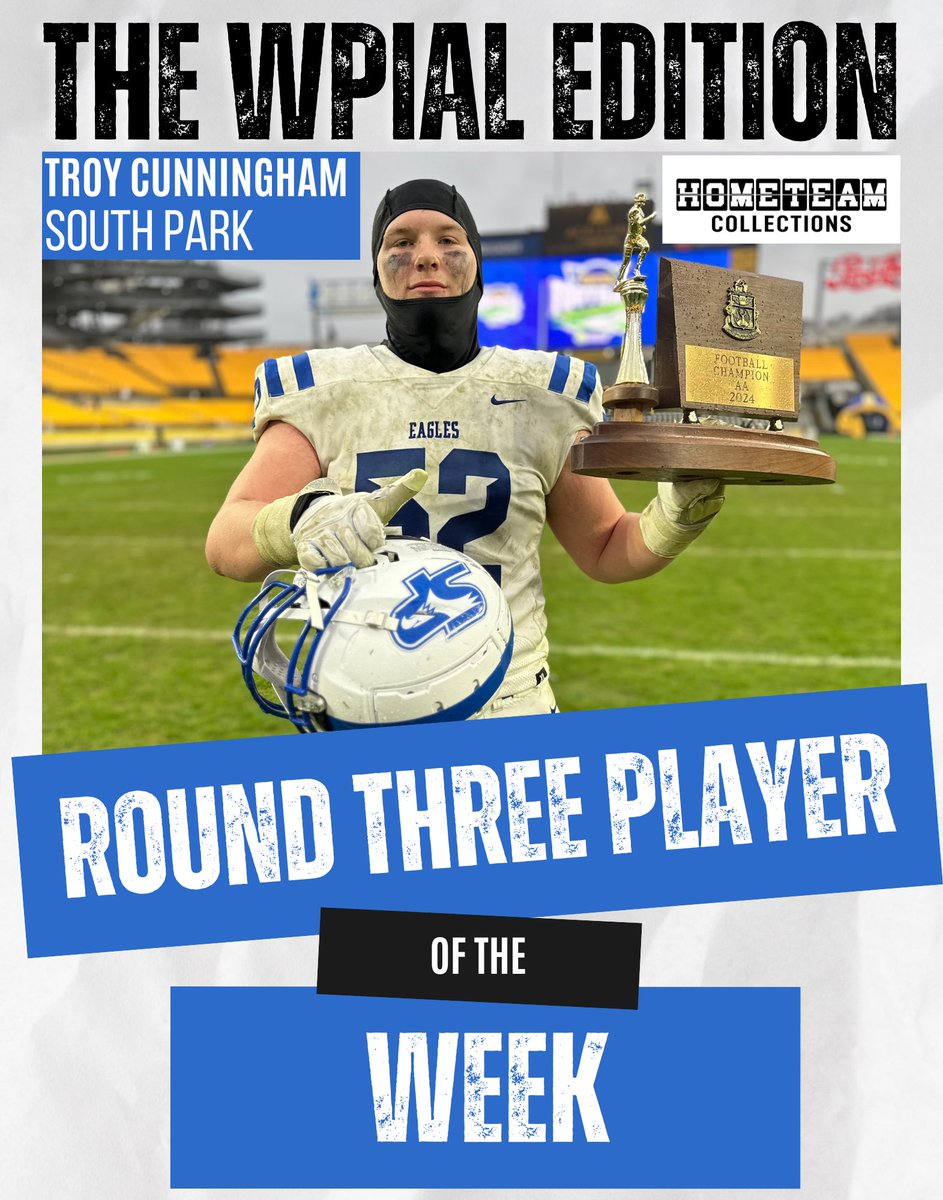 The W.P.I.A.L. Edition (@thewpialedition) on Twitter photo Congratulations to <a href="/SPFB_Eagles/">South Park Football</a> Troy Cunningham on being voted <a href="/hometeamcollect/">HomeTeamCollections - Custom Framing shipped</a> Player of the Week by the members of <a href="/TheWPIALEdition/">The W.P.I.A.L. Edition</a> for his performance in the <a href="/wpial7/">WPIAL</a> Semifinals against Ellwood City!
Troy recorded 13 tackles, 8 tackles for loss, and 6 sacks, setting a new Congratulations to <a href="/SPFB_Eagles/">South Park Football</a> Troy Cunningham on being voted <a href="/hometeamcollect/">HomeTeamCollections - Custom Framing shipped</a> Player of the Week by the members of <a href="/TheWPIALEdition/">The W.P.I.A.L. Edition</a> for his performance in the <a href="/wpial7/">WPIAL</a> Semifinals against Ellwood City!
Troy recorded 13 tackles, 8 tackles for loss, and 6 sacks, setting a new
