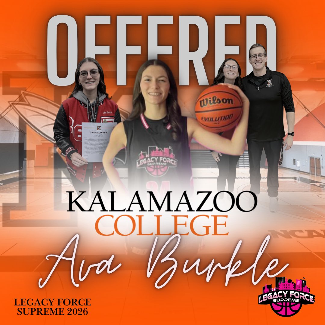 Legacy Courts- Boys and Girls AAU⛹️♂️⛹🏼♀️ (@legacycourts) on Twitter photo 🗣️ Legacy Force 2026 Wing Ava Berkle picks up an offer from Kalamazoo College after a great visit‼️
Congratulations, Ava! We can’t wait to see what’s next!
<a href="/BballCoachClark/">Ryan Clark</a>
<a href="/KzooWBball/">Kalamazoo College Women's Basketball</a>
<a href="/bballladyhornet/">Rossville Hornets WBB</a> <a href="/RHSHornetsAthl/">RossvilleAthletics</a>
<a href="/khornets/">Kalamazoo College Athletics</a>
<a href="/LegacySupreme26/">Legacy Supreme 2026</a>
<a href="/avaburkle1/">Ava Burkle</a>
<a href="/vjhAlways100/">Always 100</a> 🗣️ Legacy Force 2026 Wing Ava Berkle picks up an offer from Kalamazoo College after a great visit‼️
Congratulations, Ava! We can’t wait to see what’s next!
<a href="/BballCoachClark/">Ryan Clark</a>
<a href="/KzooWBball/">Kalamazoo College Women's Basketball</a>
<a href="/bballladyhornet/">Rossville Hornets WBB</a> <a href="/RHSHornetsAthl/">RossvilleAthletics</a>
<a href="/khornets/">Kalamazoo College Athletics</a>
<a href="/LegacySupreme26/">Legacy Supreme 2026</a>
<a href="/avaburkle1/">Ava Burkle</a>
<a href="/vjhAlways100/">Always 100</a>
