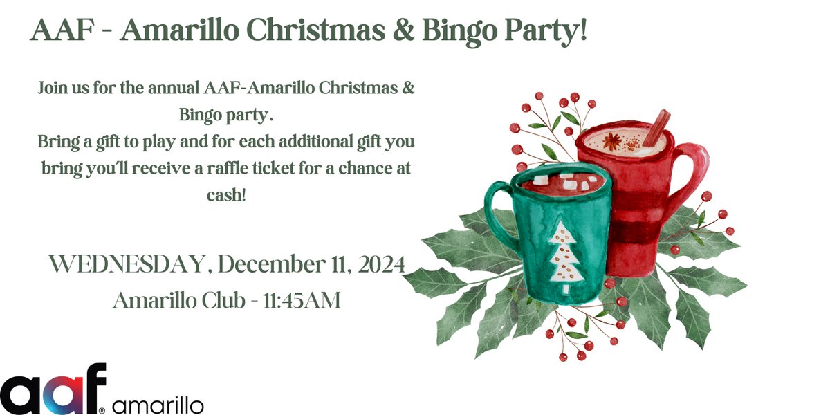 AAF_Amarillo's tweet photo. AAF-Amarillo Christmas and BINGO Party! - https://t.co/RoPwJW3a3y https://t.co/ycg4w3gaES