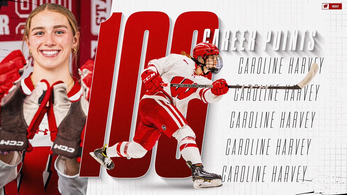 BadgerWHockey's tweet photo. With the power-play goal, Caroline Harvey is the fifth #Badgers blueliner to reach 100 career points!

Congrats KK!

#OnWisconsin https://t.co/yhANxgs5ZE