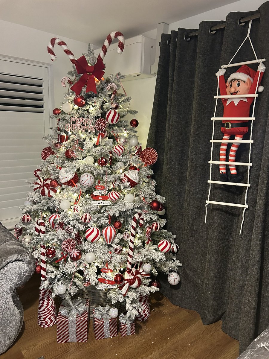 LeighBYetton's tweet photo. My husband said I wasn’t allowed to post a photo on instagram of our tree until the whole room was done but he don’t follow me on X, so fuck him, here’s my new Christmas tree and theme and I am in love 😍 https://t.co/Qkr1LVwNXx