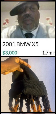 ArethaWhores's tweet image. Unc proceeds to purchase the Dreads Of Bean wig (2001 BMW X5 edition) for only 3k!?!?

#whatabargain #unconomics