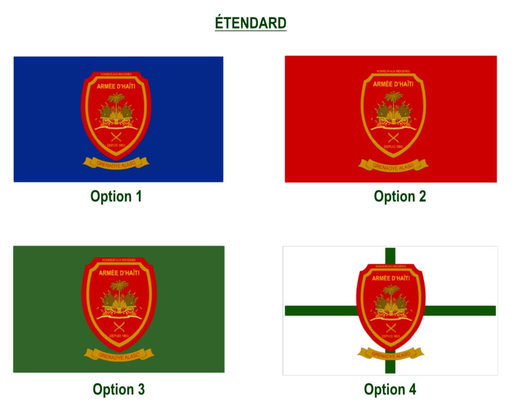 HT_DefenseObsvr's tweet photo. #Opinion #Idée #Concept #CultureMilitaire #Proposition #Rantre3èmKlasLa
CONCEPT D'ÉCUSSON, DE PATCH, ET D'ÉTENDARD POUR L'ARMÉE HA��TIENNE.
M'tap f'on ti reflechi, on ti desine, on ti rechèch. Men konsèp mwen dizay pou branch "Armée d'Haiti", si @MDefenseHT ak Kòmandman #FADH la ta vle fè l' on branch [endepandan] anndan "les Forces Armées d'Haiti", nan fason fòs modèn yo striktire. 
.
#vivLame #Haiti #Ayiti #design #ArméeHaitienne #ArméedHaiti #LameDAyiti #HaitianArmy #EjercitoHaitiano #EjercitodeHaiti #art #militarypatch @Laurier_Noire .