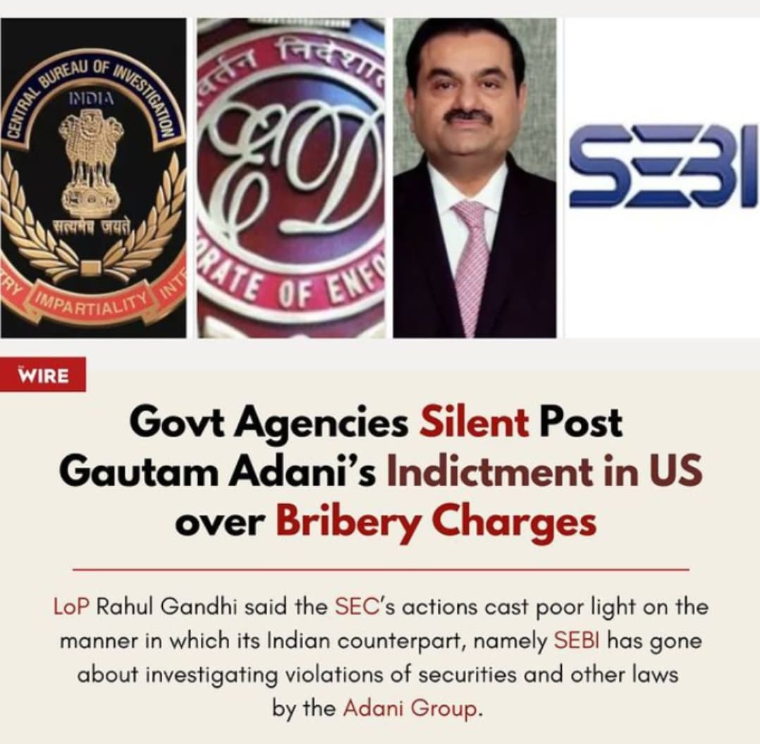 Prathi_NSUI's tweet photo. Since the government and its institutions are defending Adani and deliberately involved in the bribery, they are silent on the charges made on their malfunction. https://t.co/wRh2PDKmnq