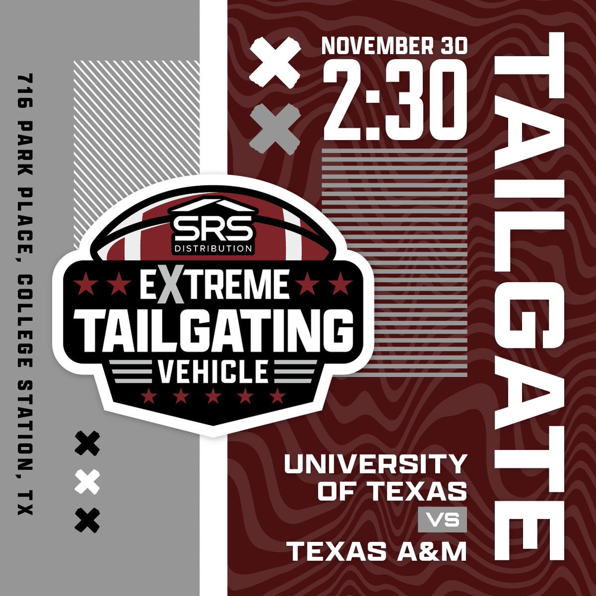 Longhorns &amp; Aggies fans, get ready! 🎉 Join us for the ultimate tailgate showdown on Sat, Nov 30, 2:30-5:30 pm at 📍716 Park Pl, College Station, TX. Bring your game face &amp; team pride! 🏈🔥 #HookEm #GigEm #TailgateParty