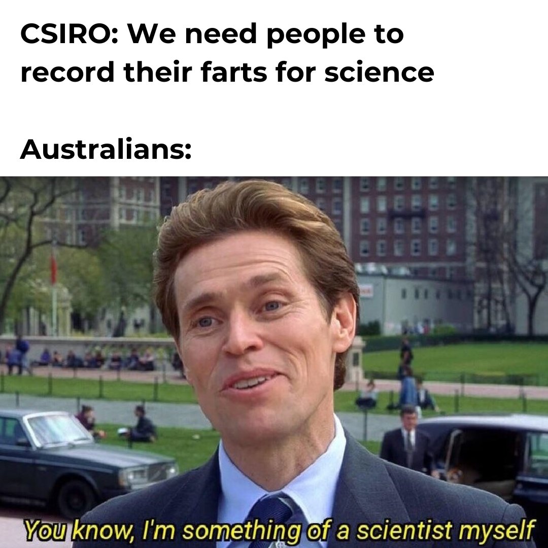 Do it for science. 💨

We’re calling on people aged 14 or older to track their farting habits using our ‘Chart Your Fart’ phone app.

The information collected will help paint a picture of Australia's gut health.

Download the app: research.csiro.au/cshw/projects/…