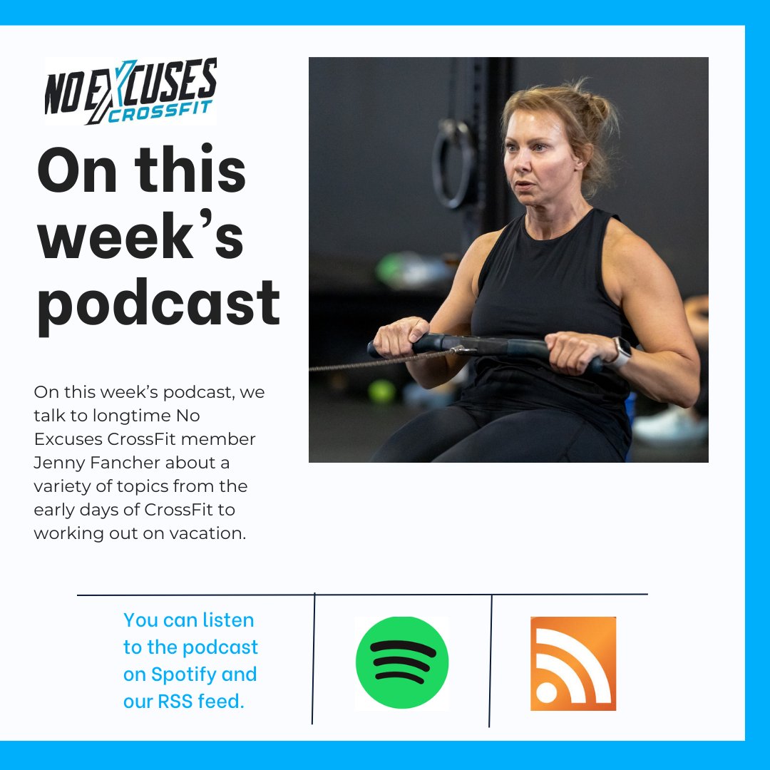 NoExcusesCF's tweet image. Checkout this week's episode of the No Excuses Podcast, the fittest podcast in Suwanee. 

Our guest this week is longtime No Excuses CrossFit member Jenny Fancher.

#CrossFit #NoExcusesCrossFit