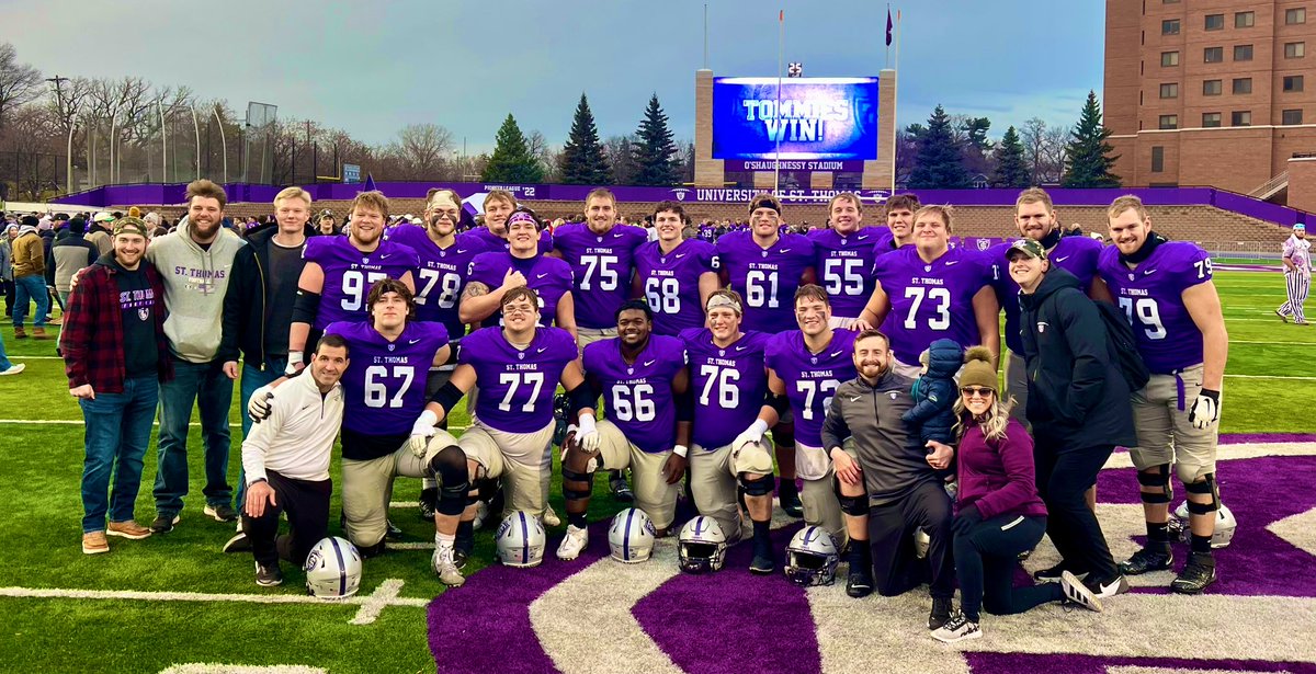 So happy to send the senior class out with a big win on Senior Day. Thankful for this group of OL. Excited for the future!#RollToms 🟣⚪️⚫️🏈