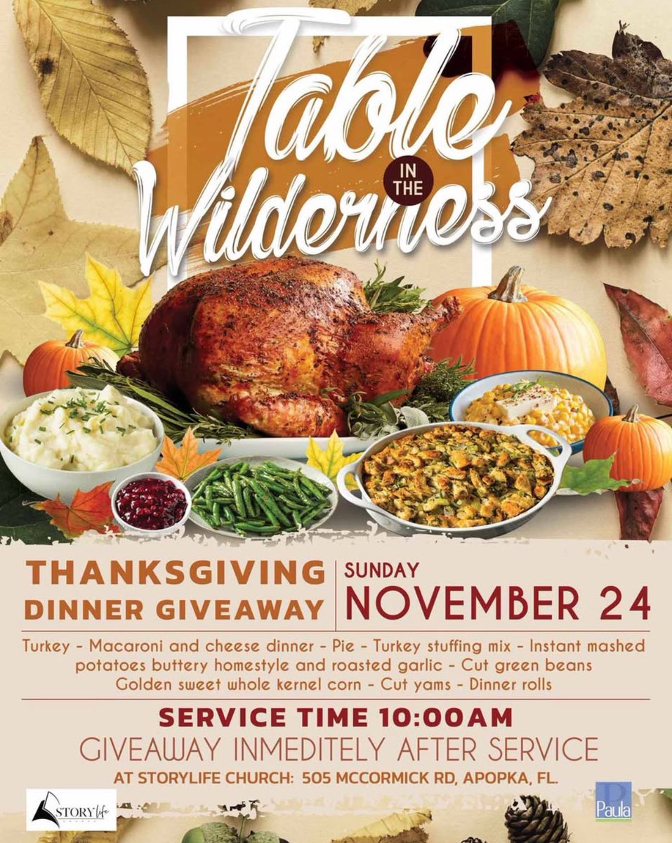 Sooo excited to be with our church family @Acts244City #storylifechurch at 10am We are doing our #tableinthewilderness right after service. LOVE this time of year. We are ready to hand out 🦃 and have a fun filled Sunday. <a href="/TheRealPWM/">Paula White Ministries</a> <a href="/PastorBKnight/">Brad Knight</a> <a href="/Paula_White/">Paula White-Cain</a>