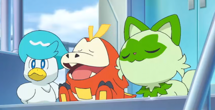 PokeditEs's tweet photo. Desconozco a partir de que episodio ocurre, pero la secuencia de títulos tiene a Sprigatito redibujado con la cabeza mas chica.
Antes // Después https://t.co/pLdcqyDDsa
