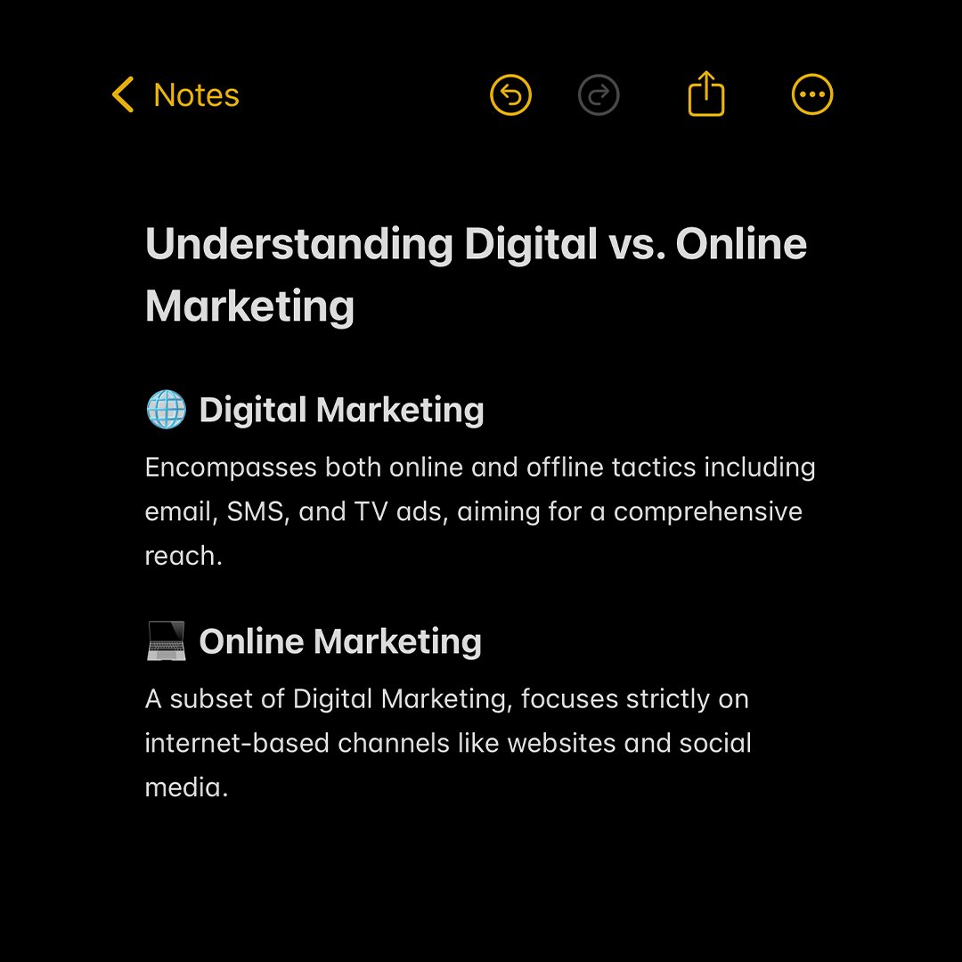 leadorigincom's tweet photo. Digital vs. Online Marketing: Did you know? π€
Digital marketing isnβt just online! It includes everything from digital billboards to TV ads, reaching customers everywhere. π Online marketing zeroes in on internet channels like social media.
#LeadOrigin https://t.co/zeCMzSF5Lh