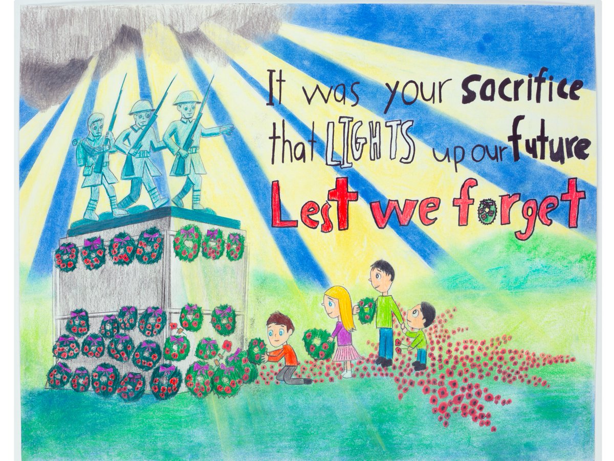 Concours nationaux du Souvenir pour les jeunes. Cette œuvre a été créée par Aiden Chui, de Markham (Ontario). Il a remporté la catégorie Primaire – Affiche en couleur. L’exposition se retrouve dans le foyer du Musée, près de la Boutique. bit.ly/3C0c3ci
<a href="/LNFCanada/">The Legion National Foundation</a>