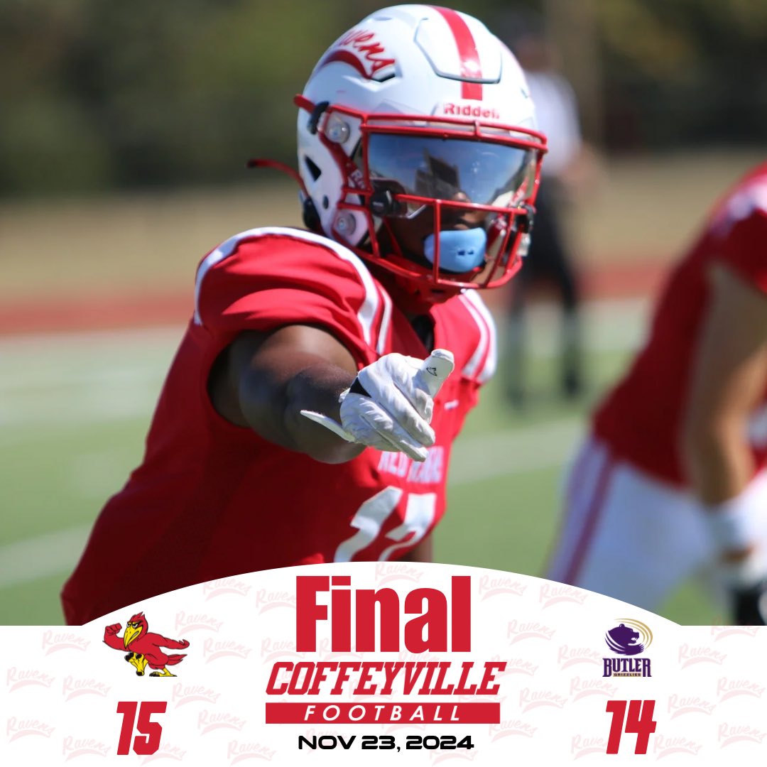 Red Raven Sports (@redravensports) on Twitter photo Football
Final
#8 Red Ravens score late to defeat #10 Butler 15-14!
With the victory Coffeyville earns a share of the 2024 KJCCC Football Title!
<a href="/cccredravens/">Coffeyville CC</a> <a href="/Red_Raven_FB/">Coffeyville Football</a> Football
Final
#8 Red Ravens score late to defeat #10 Butler 15-14!
With the victory Coffeyville earns a share of the 2024 KJCCC Football Title!
<a href="/cccredravens/">Coffeyville CC</a> <a href="/Red_Raven_FB/">Coffeyville Football</a>