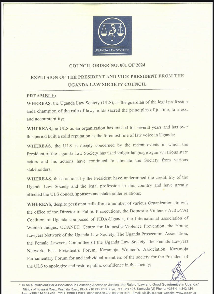 MuyaakaAlfred's tweet photo. Does the Expulsion of the ULS President from the @ug_lawsociety Council Undermine Freedom of Speech and Expression?

If the expulsion of @IsaacSsemakadde , the President of the @ug_lawsociety from the ULS Council is influenced by the manner in which he expresses himself, it raises serious concerns about the state of freedom of speech and expression within the society and beyond. Such an act, if true, risks undermining the constitutional guarantee of free expression, a right fundamental to democracy and enshrined in Article 29 of the Constitution.

As Justice Oliver Wendell Holmes once observed: "The fact that the particular content of a person's speech might excite popular prejudice is no reason to deny its protection." This principle holds that the freedom of speech must be safeguarded not for the comfort of the majority, but for the protection of those whose voices challenge, provoke, or disturb prevailing sentiments.

Article 29 does not prescribe limits on what an individual may say or express. Instead, it guarantees every person the inherent right to free speech, irrespective of how controversial, unpopular, or objectionable their views might appear to society or its segments. The true test of this freedom lies in its protection of dissenting voices, especially those that question established norms or confront prevailing opinions.

Tolerating presumably offensive or controversial speech is the price of living in a free and open society. The universality of freedom of speech requires that it apply equally to those whose views align with the mainstream and those whose ideas provoke discomfort, disagreement, or even anger. To selectively apply this right, reserving it for agreeable voices while silencing others, is to undermine its very foundation and betray the democratic values it upholds.

Decisions or actions aimed at restricting or punishing individuals for their speech must meet the highest threshold of justification. They should only occur in circumstances where such speech clearly violates the law or poses an imminent threat. Otherwise, they risk eroding not only the rights of the targeted individual but also the broader freedoms of all.

A truly democratic society must have the resilience to tolerate, protect, and engage with all forms of speech, even those that challenge its comfort zones. To silence dissenting voices is to weaken the fabric of democracy itself. The expulsion of a leader based on the manner or content of their expression, without clear legal grounds, sets a dangerous precedent that chills free expression and undermines the principle of accountability within institutions.

The Uganda Law Society Council, as a guardian of justice and the rule of law, must uphold the highest standards of fairness and democratic tolerance. It should not become a space where unpopular or dissenting voices are punished, but rather a platform where diverse ideas can be debated and respected. In doing so, it will reaffirm its commitment to the very freedoms it is mandated to protect.

Let us remember: the strength of any democracy lies not in silencing dissent but in safeguarding it. Freedom of speech and expression remains the cornerstone of a free and just society, and its protection is a responsibility we all share.

#DearYoungLawyerSeries