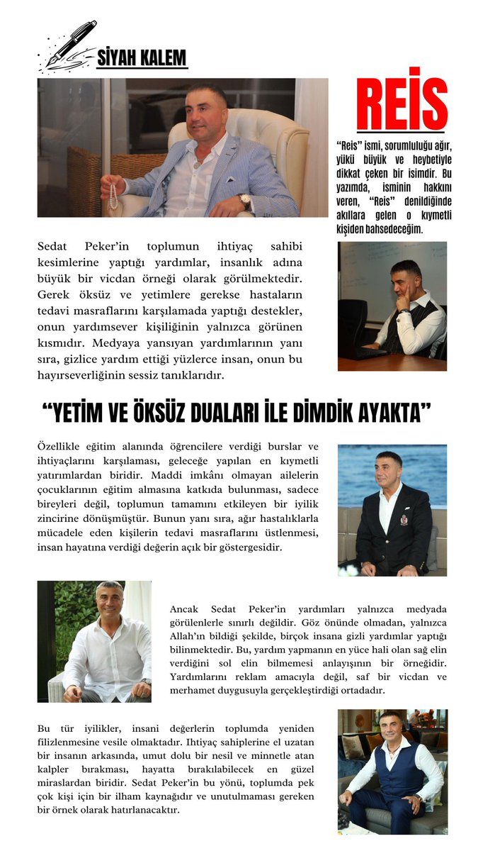 “YETİM VE ÖKSÜZ DUALARI İLE DİMDİK AYAKTA”

- REİS SEDAT PEKER
