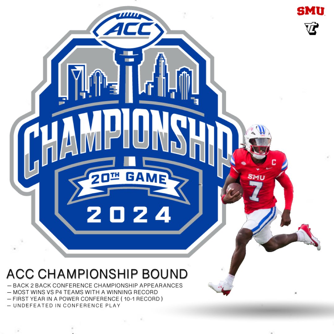 TristanLundyy's tweet photo. The SMU Mustangs (@SMUFB) have now clinched a spot in the @ACCFootball Championship game! 

The Mustangs are currently 7-0 in conference play. https://t.co/N39ViwpwtR