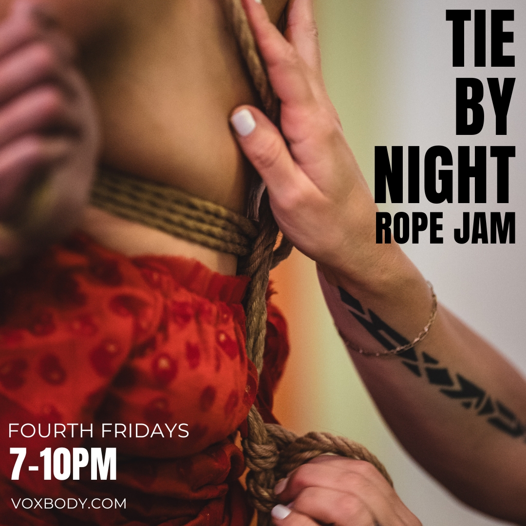 Join VoxBody Studio for dim lights and sensual vibes as we tie by night. Come find connection with rope. New winter dates! Tickets here: tickettailor.com/events/voxbody…