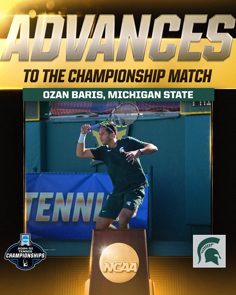 NCAATennis's tweet photo. ⚡️Men’s Singles Finalist ⚡️

Ozan Baris, @MSU_MTennis 

#NCAATennis https://t.co/qDxC91iLEi