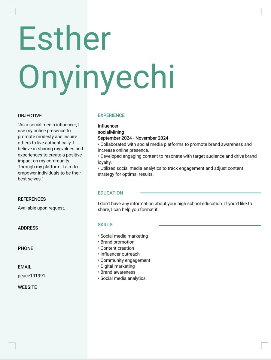 EstherGifte1's tweet photo. ๐ฅ๏ธ Simplifying the job hunt! #CraftMyCV by @AITECHio made my CV creation a breeze.
In minutes, I had a polished, ATS-friendly CV ready for recruiters.
Discover the magic on the #AITECH Marketplace! ๐งโ๐ป https://t.co/NEZ05Q53Qf