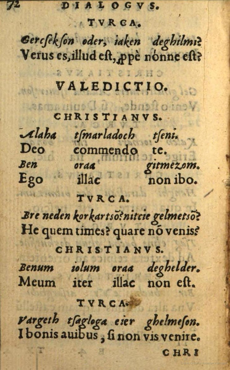 7SerdarBurak's tweet photo. Mohaç Savaşı'nda Türklere esir düşen  Bartholomeo Georgieuiz tarafından yazılan, Türkçenin latince ifadesine dair en eski örneklerden biri, 500 yıllık De Turcarum Moribus Epitome. 

İçerisinde çok tatlı Türkçe kalıplar var. Bir göz atın. :)

Kitap linki👇 https://t.co/PuvSCVy9ix https://t.co/R7ppJFqaCy