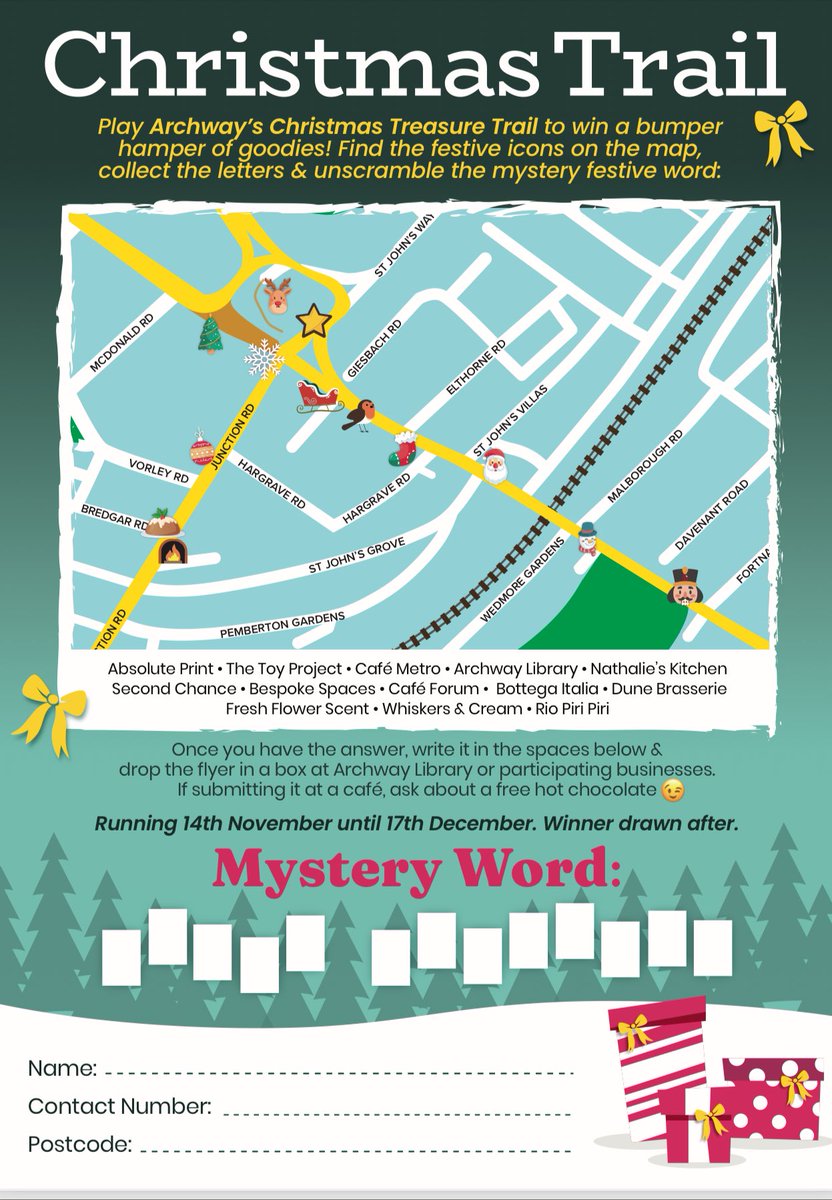 Archway’s Christmas Cracker this Wednesday 27 November⭐️
Music, dance, free crafts inc wreath making
Loads of fun for everyone, especially those who still believe in Santa!🎅🏼
Festive market from 12noon, entertainment from 3pm til late🎄
Come on down to Navigator Square, N19 3TD👇