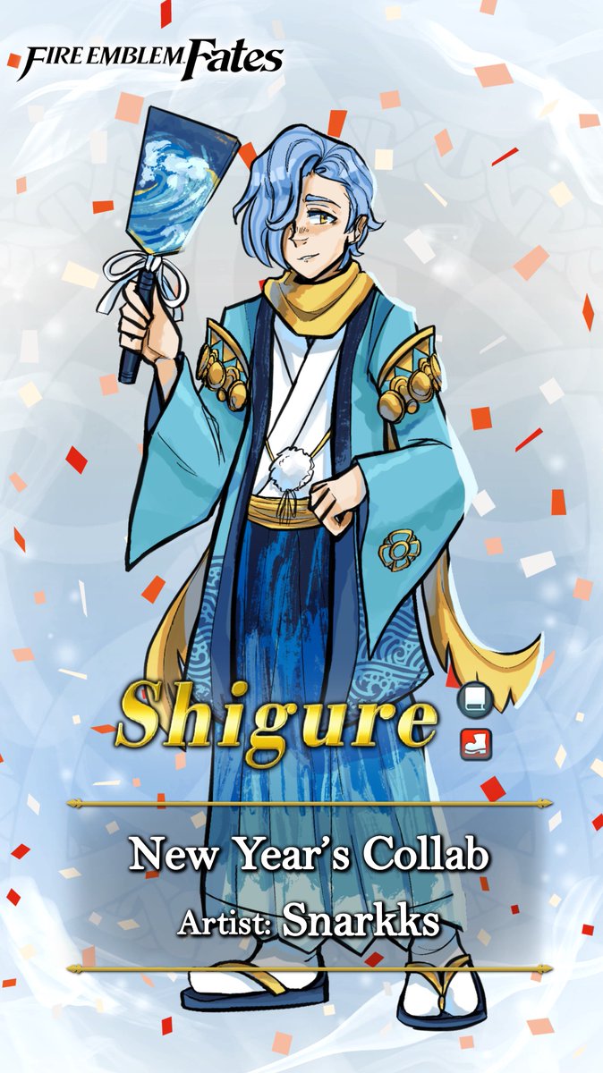 Meet Shigure: Refreshed Artist from the #FireEmblem Fates games. With his hand painted hagoita, he is ready to participate in the New Year festivities alongside his mother, Azura.
#FEHeroesNY🐉