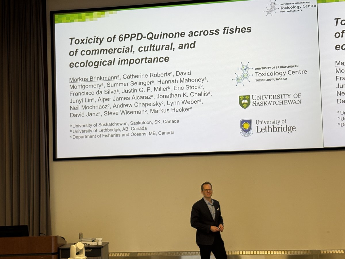 Dr. Markus Brinkmann <a href="/BrinkmannMarkus/">Markus Brinkmann</a> telling us about how chemicals impact fish. Presenting at the annual One Health symposium at <a href="/usask/">U of Saskatchewan</a>. #USask #OneHealth <a href="/ToxCentre/">Toxicology Centre, University of Saskatchewan</a>