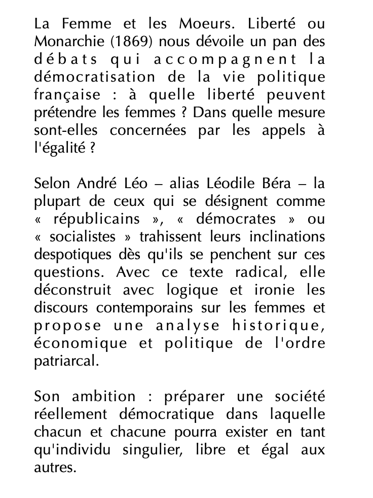 Nouvelle édition de André Léo - La femme et les moeurs

Liberté ou monarchie                        

À paraître en avril aux PUR