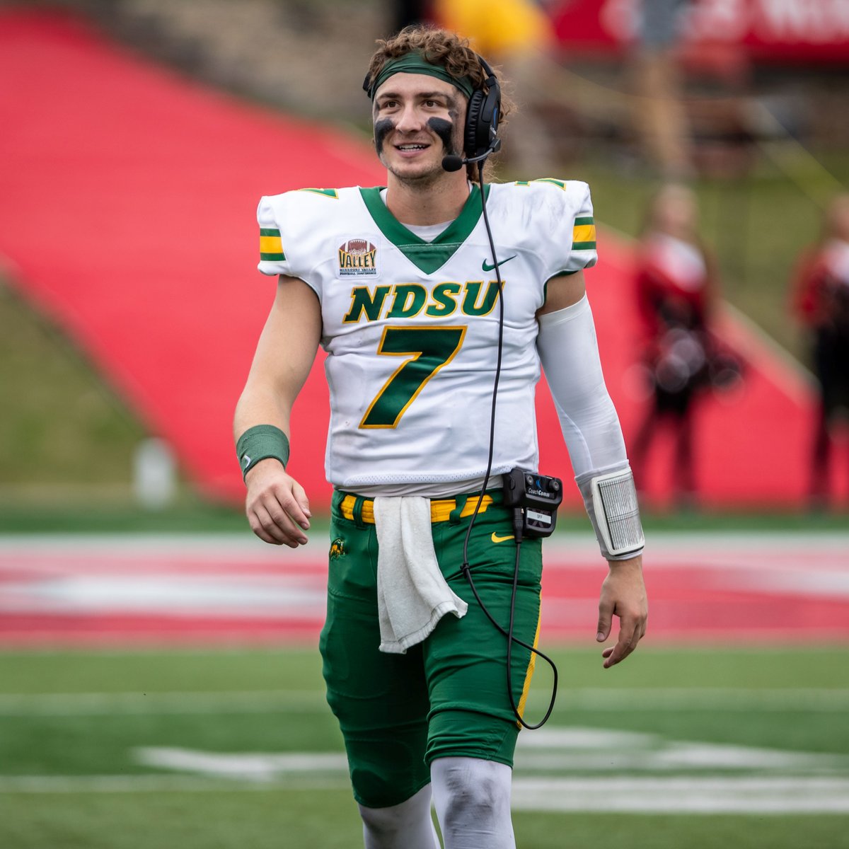 Cam Miller has broken Easton Stick's NDSU career record for passing yards. Miller passed for 120 yards in the first half at USD and enters the second half with 8,756 yards.