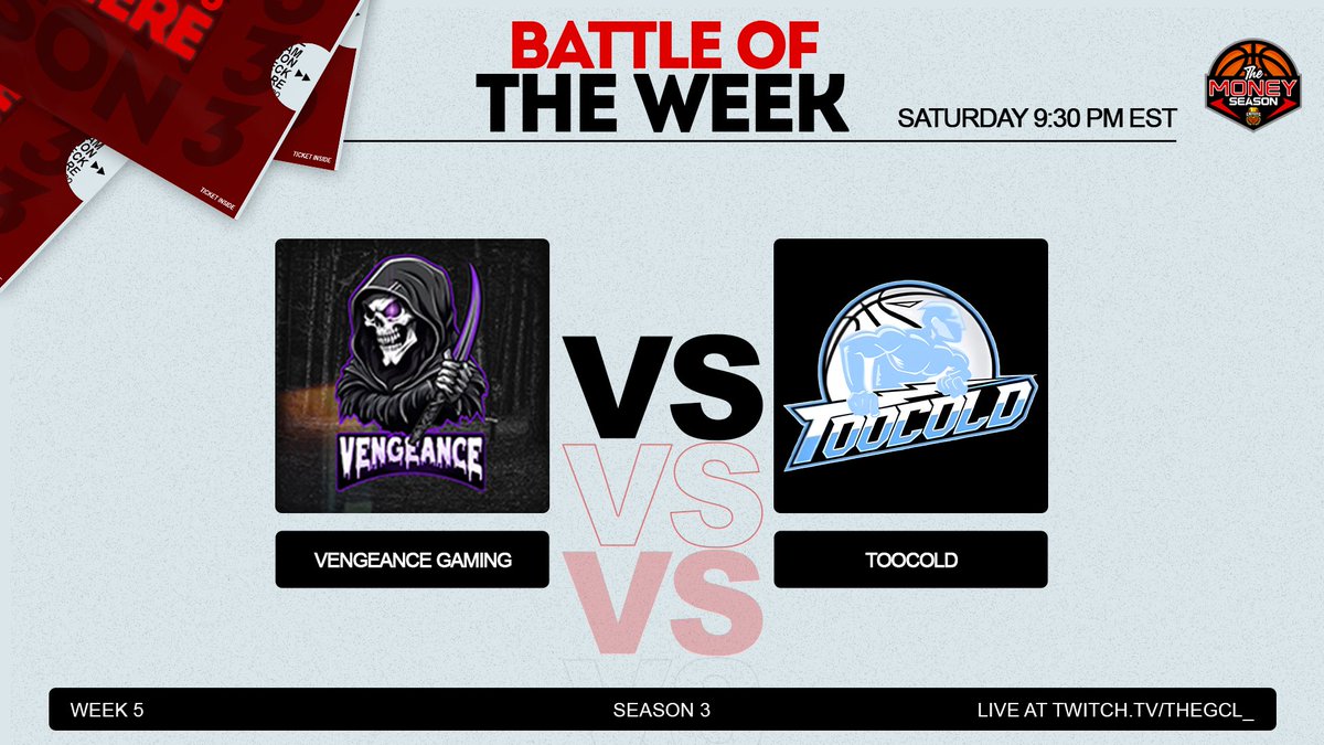 Gaming Club League (GCL) (@thegcl__) on Twitter photo 💥BATTLE OF THE WEEK💥
🤺: <a href="/2kVengeance/">Vengeance Gaming</a> (4-0) vs <a href="/TooColdOrg/">TooCold Org ❄️</a> (4-0)
⏰: 930PM EST
Who you got winning? 👀 💥BATTLE OF THE WEEK💥
🤺: <a href="/2kVengeance/">Vengeance Gaming</a> (4-0) vs <a href="/TooColdOrg/">TooCold Org ❄️</a> (4-0)
⏰: 930PM EST
Who you got winning? 👀