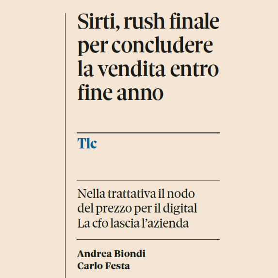 nicolaborsetto's tweet photo. π SIRTI, conto alla rovescia per la cessione
@sole24ore @An_Bion @Maticmind @carlopaolofesta
#sirti #maticmind #nextaly https://t.co/g8UE2oVRIF